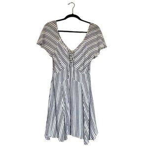 CLEOBELLA Stripe Flutter Sleeve Dress Small